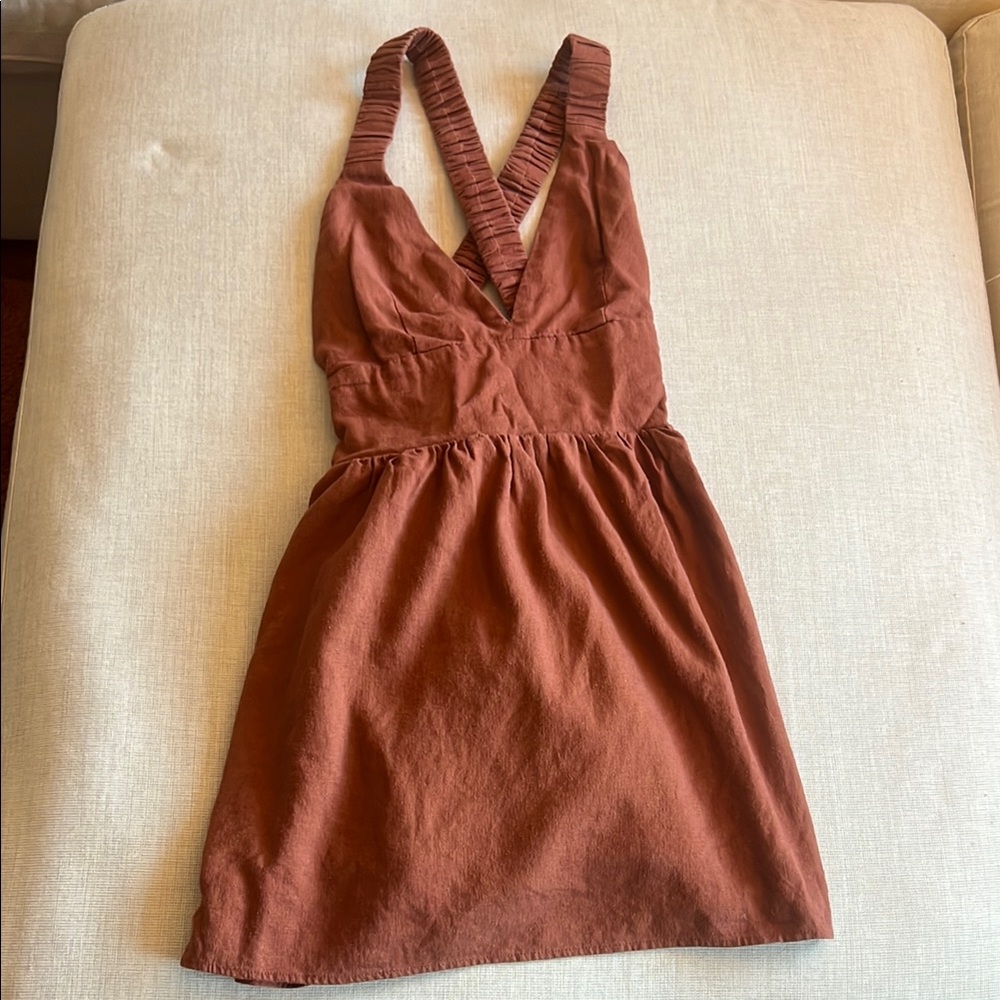 Abercrombie Rust Romper with V-Neck